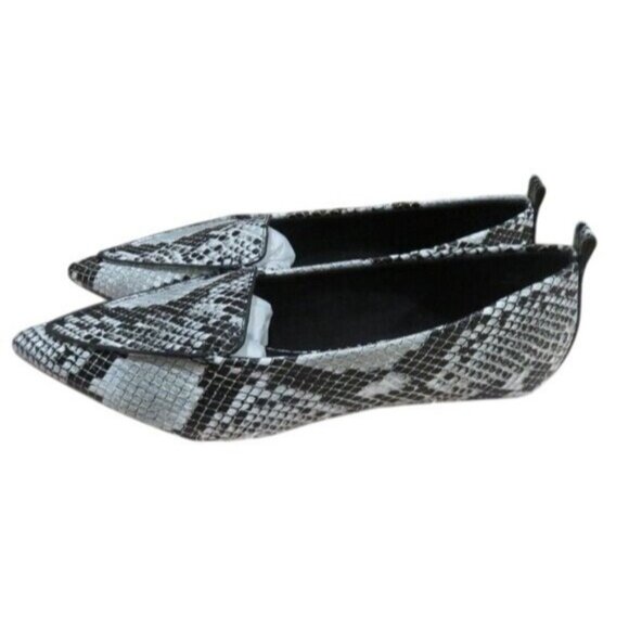 Lulus Emmy Vegan Leather Python Snake Embossed Ballet Flats Driving Moccasins 7 - Picture 1 of 12